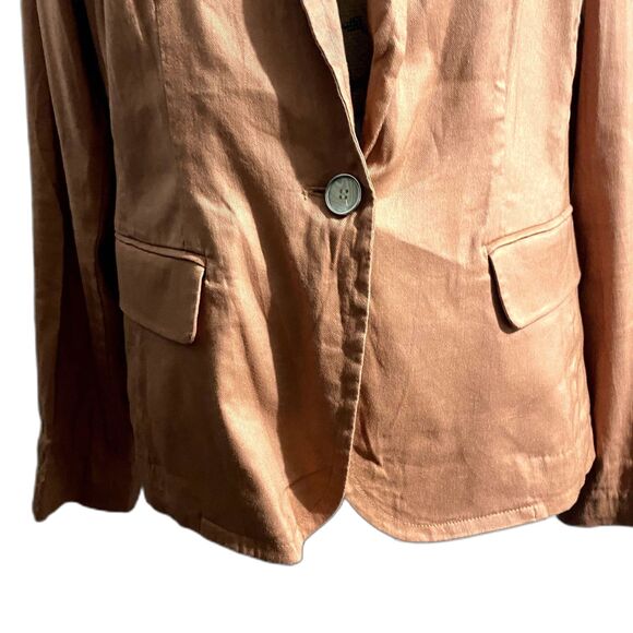 Lane Bryant Ramie‎ Blend Blazer Orange Lightweight Button Front Plus Size 14 - Picture 3 of 6